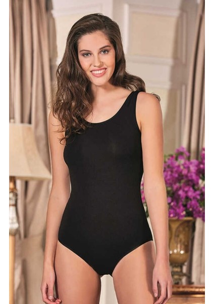 Siyah 3'lü (3 Adet) Geniş Askılı Çıtçıtlı Body Atlet