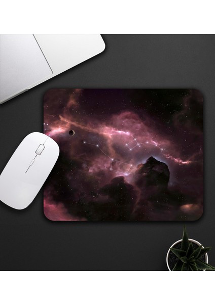 Pembe ve Siyah Renk Galaksi Temalı Mouse Pad 23X19CM Fare Altlığı Kaydırmaz Taban DE595