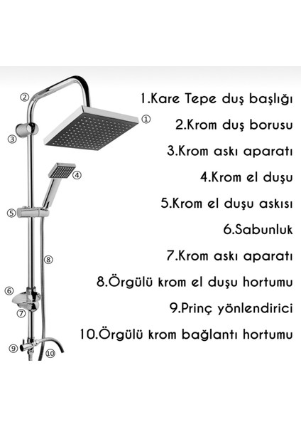 Siyah Krom 4'lü Set Lavabo-Banyo-Mutfak- Robot Duş Seti