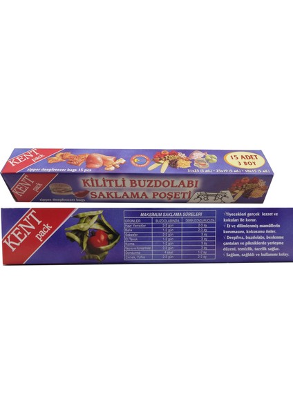 3 Boy Kilitli Buzdolabı Poşeti (15 Adet)