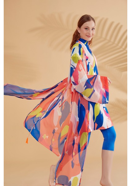Desenli Renkli Kimono Kaftan P2330 modelleri