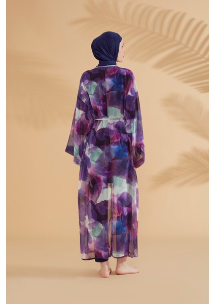 Batik Desenli Mor Kimono Kaftan P2338