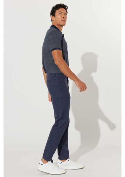 ALTINYILDIZ CLASSICS Erkek Lacivert Comfort Fit Rahat Kesim Pamuklu Diyagonal Desenli Esnek Pantolon modelleri