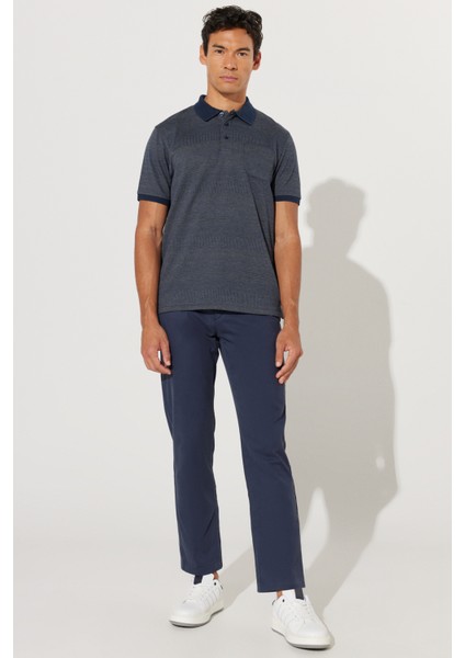 ALTINYILDIZ CLASSICS Erkek Lacivert Comfort Fit Rahat Kesim Pamuklu Diyagonal Desenli Esnek Pantolon fırsatları