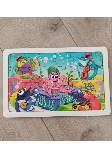 Ahşap 24 Parça Sevimli Ahtapotlar Puzzle