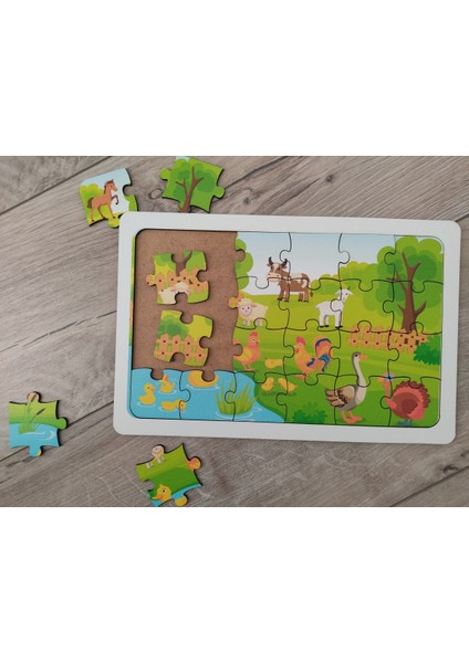 Inek Kuzu Ördek Puzzle Ahşap Renkli Puzzle 24 Parça