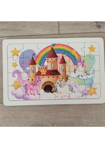24 Parça Ahşap Unicorn Puzzle