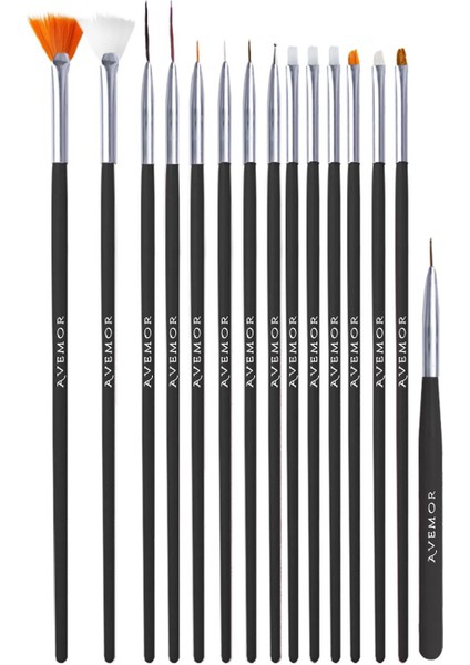 15'li Profesyonel Nail Art Süsleme Fırçası-Tırnak Süsleme Fırçası