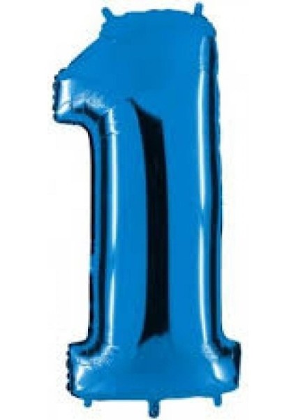 1 Rakam Mavi Folyo Balon 34 Inç 80 cm