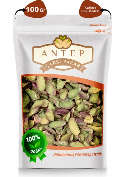 Antep Çarşı Pazar Dilimlenmiş File Antep Fıstığı | 100 Gr.