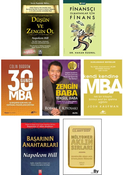 Zengin Baba Yoksul Baba + Kendi Kendine Mba + 30 Günde Mba + Finansçı Olmayanlar Için Finans + Düşün Ve Zengin Ol + Başarının Anahtarları + Milyoner Aklın Sırları – 7’li Kitap Set