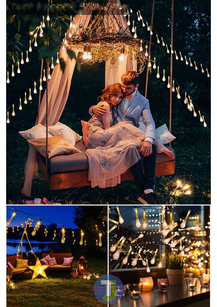 Solar Güneş Enerjili 30 LED Işıklı Su Damlası Dekorasyon Bahçe Aydınlatması (Sarı Işık) fiyatları