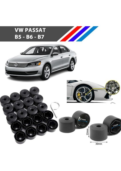 - Vw Passat Bijon Civata Kapağı Siyah Renk 20 Adetli Set 17MM 1K06011739B9