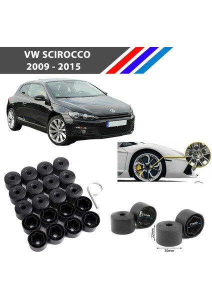 - Vw Scirocco Bijon Civata Kapağı Siyah Renk 20 Adetli Set 17MM 1K06011739B9