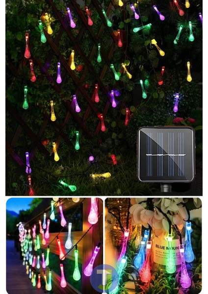 Solar Güneş Enerjili 50 LED Işıklı Su Damlası Dekorasyon Bahçe Aydınlatması (Renkli Işık) fiyatları