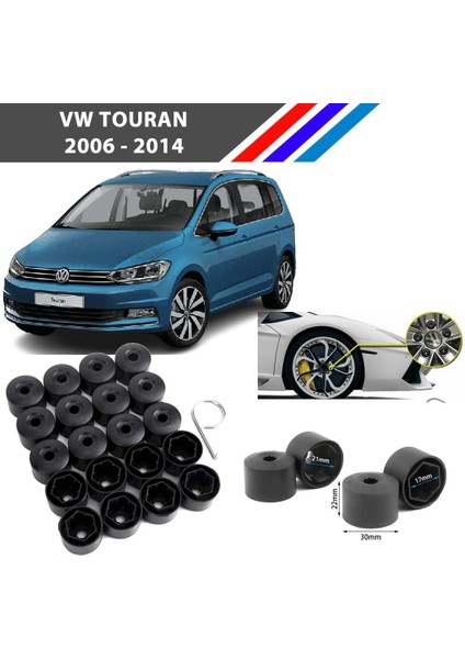- Vw Touran Bijon Civata Kapağı Siyah Renk 20 Adetli Set 17MM 1K06011739B9