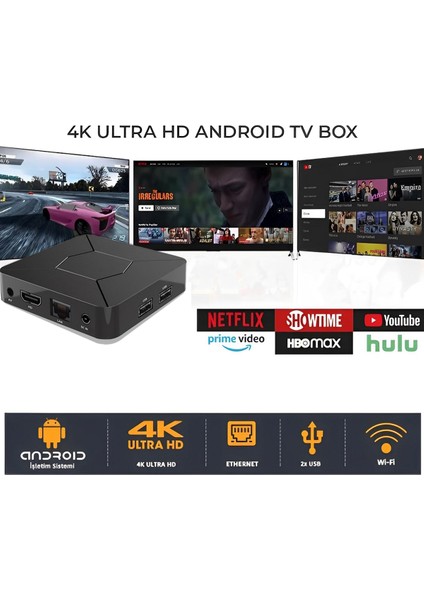 Box Q1 4K Ultra HD Lisanslı Android TV Box / Media Player - Android Mi TV Stick Fx Box Q1 4K Ultra HD Lisanslı Android TV Box / Media Player - Android Mi TV Stick Fx