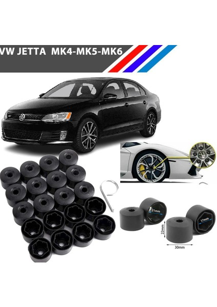 - Vw Jetta Bijon Civata Kapağı Siyah Renk 20 Adetli Set 17MM 1K06011739B9