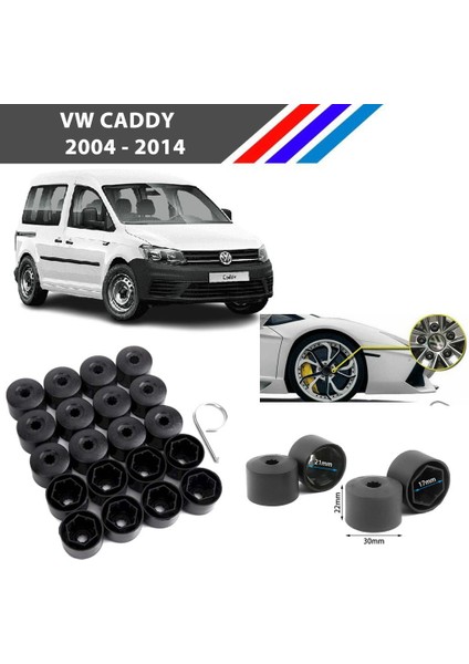 - Vw Caddy Bijon Civata Kapağı Siyah Renk 20 Adetli Set 17MM 1K06011739B9