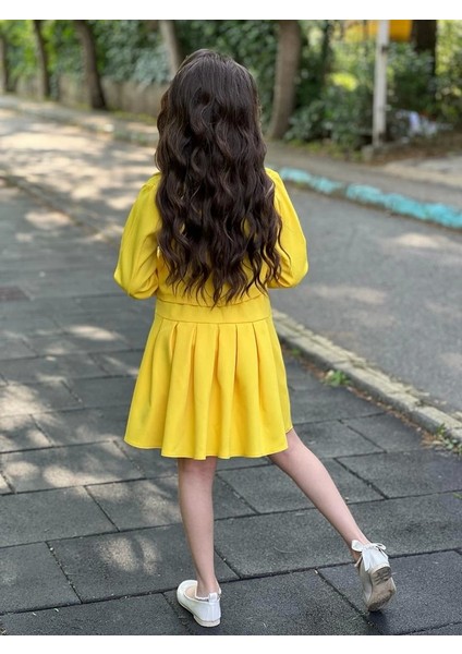Sarı Zincir Detaylı Kız Çocuk Takım modelleri