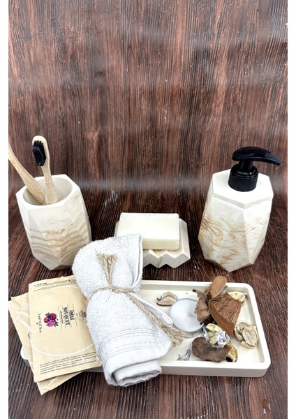 Beton Banyo Seti Bej Renkli 4 Parça Kırılmaya Dayanıklı Modern Tasarım fırsatları