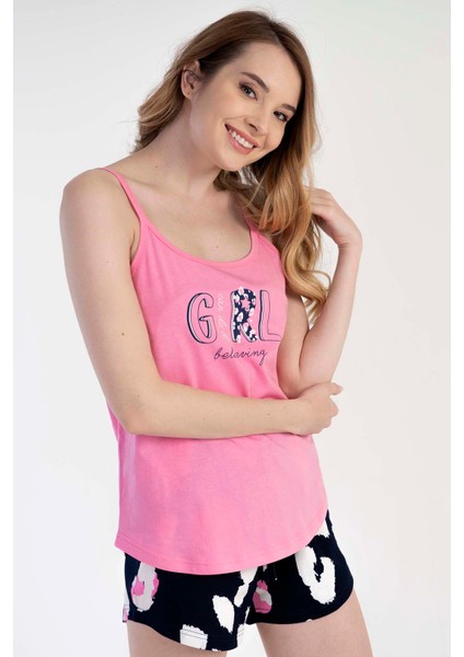 Pamuklu Kadın Ip Askılı Şortlu Pijama Takım