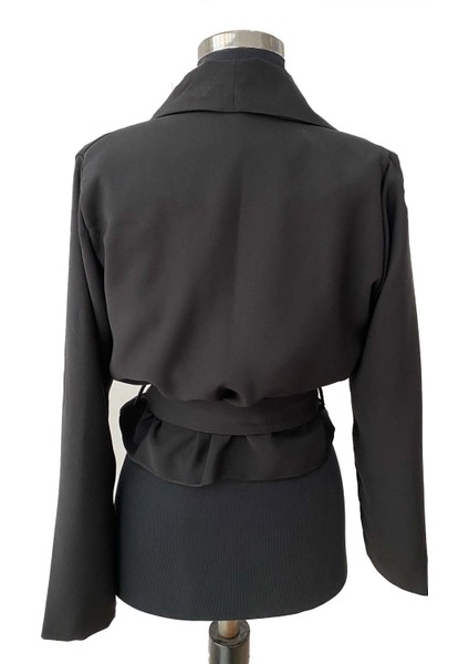 Kadın Bağlamalı Mini Siyah Ceket fiyatları