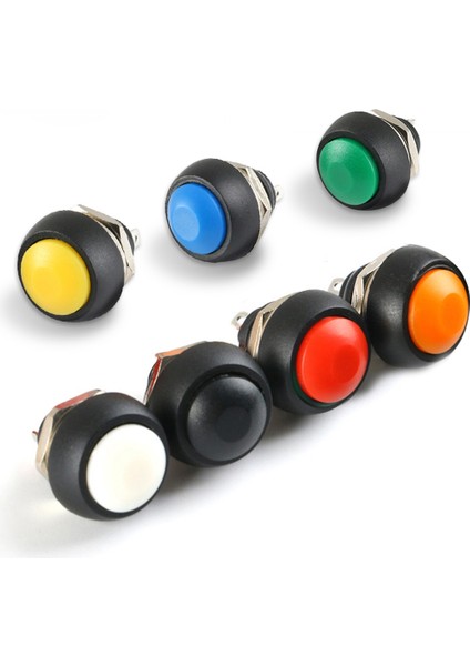 PBS-33B Push Buton 12MM Beyaz Mantar Buton 5 Adet