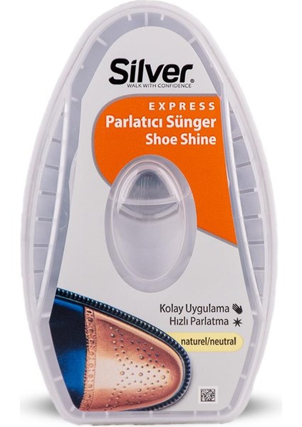 Silver Naturel Deri Ayakkabı Parlatma Temizleme ve Bakım Süngeri Depolu 6 ml