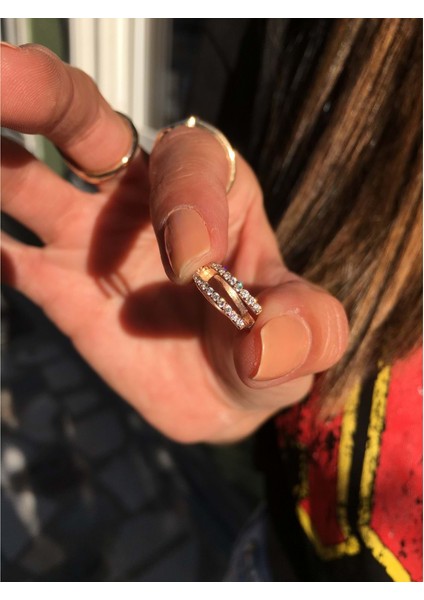 925 Ayar Gümüş 925 Ayar Zirkon Taşlı Rose Altın Kaplama Kıkırdak Küpe fiyatları