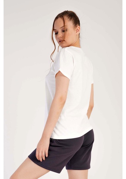 Kadın /3 Iplik Kısa Kol Şortlu Pijama Takım