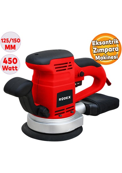 Rodex RDX377 Elektrikli Eksantrik Zımpara Makinesi 450W 125 mm