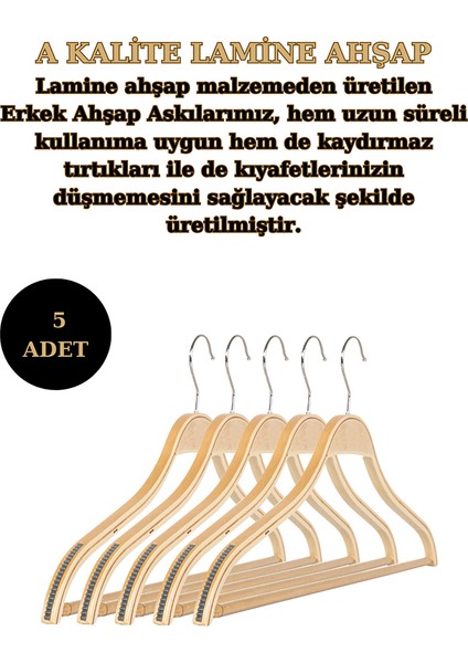 5 Adet A-Kalite Lamine Erkek Ceket Askısı Gömlek Askısı Tişört Askısı Ahşap Askı indirimleri