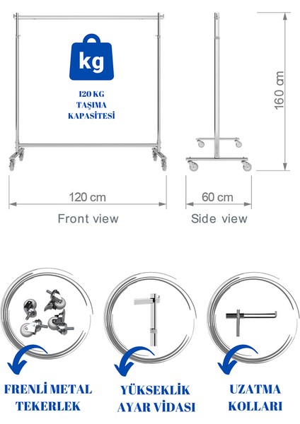 Manken İstanbul Kıyafet Askısı Elbise Askısı Konfeksiyon Askısı Tekerlekli Askılık