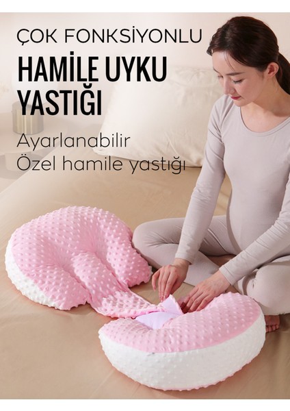 İlin Baby Hamile Yastığı, Çok Fonksiyonel Hamile Yastığı, Hamile Uyku Yastığı 35 x45 ölçülerinde pembe beyaz renk