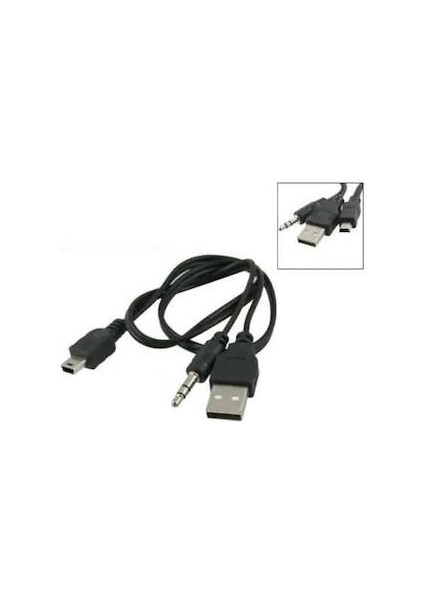 Mini USB Ses Bombası Kablosu 5 Pin Ses Bombası Kablosu 5 Pin Aux USB Kablo Mini USB Stereo USB Kablo 50 cm