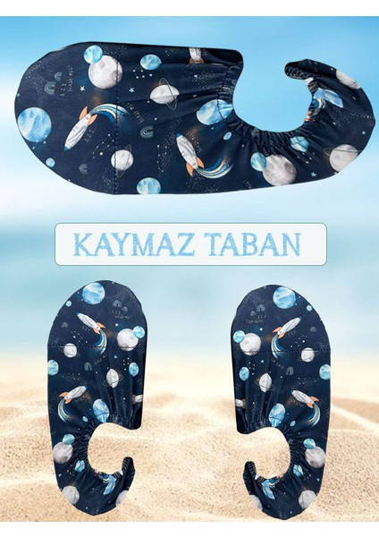 Kaydırmaz Renkli Desenli Tabanlı Dayanıklı Güçlendirilmiş Plaj Deniz Havuz Ayakkabısı 24 26 Numara