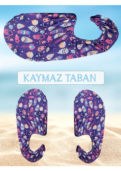 Kaydırmaz Renkli Desenli Tabanlı Dayanıklı Güçlendirilmiş Plaj Deniz Havuz Ayakkabısı 24 26 Numara