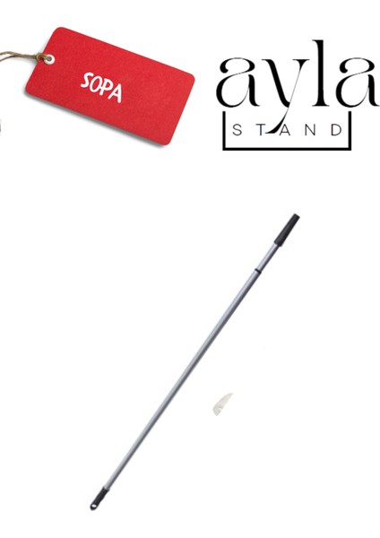 Ayla Stand 3 mt Profesyonel Pencere Temizleme Seti, Duş ve Cam Sileceği 25 + 35 + 45 cm Çekçek + 35 Peluş Takım