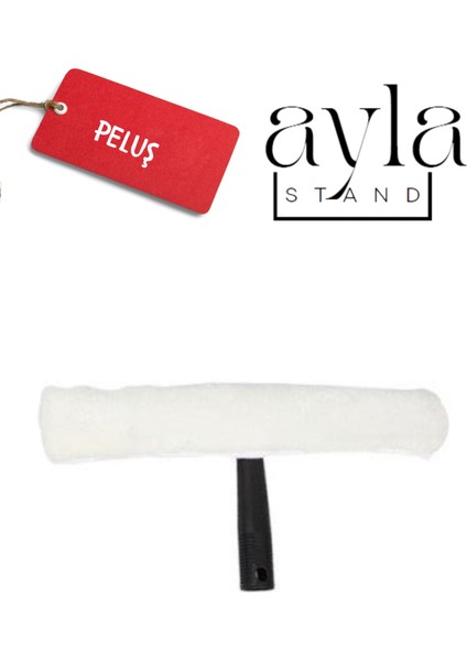 Ayla Stand 3 mt Profesyonel Pencere Temizleme Seti, Duş ve Cam Sileceği 25 + 35 + 45 cm Çekçek + 35 Peluş Takım