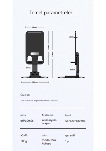 Bigsharp Alüminyum Alaşımlı Cep Telefonu Braketi Dönen Masaüstü Metal Cep Telefonu Tablet Braketi Yaratıcı (Yurt Dışından)