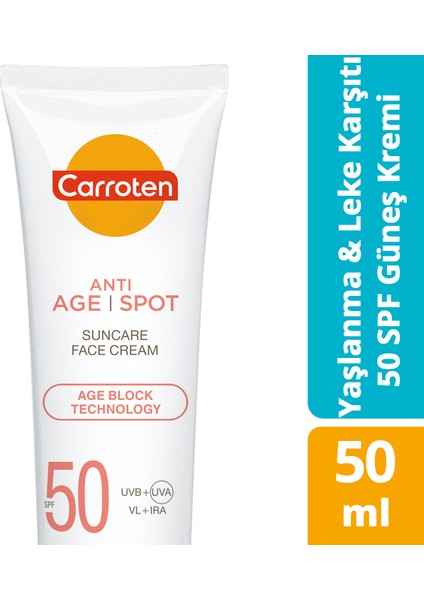 Anti Age&spot SPF50 Yüksek Koruyucu Yüz Güneş Kremi 50ML