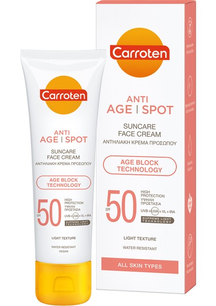 Anti Age&spot SPF50 Yüksek Koruyucu Yüz Güneş Kremi 50ML