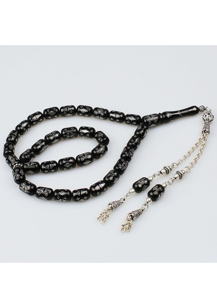 Gümüş Nokta Işleme Orijinal Erzurum Oltu Taşı Tesbih (8 x fırsatları