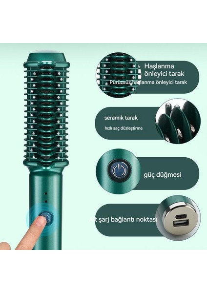 Kıvırma ve Düzleştirme Çift Amaçlı Kablosuz Saç Düzleştirme Tarak Taşınabilir USB Şarj Edilebilir Bukle Maşası (Yurt Dışından) fiyatları