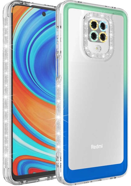 Xiaomi Redmi Note 9s Simli ve Renk Geçiş Tasarımlı Lens Korumalı Silikon Kılıf