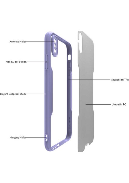 Apple iPhone Xs Max 6.5 Kenarları Renkli Darbe Koruyucu Mat Kılıf