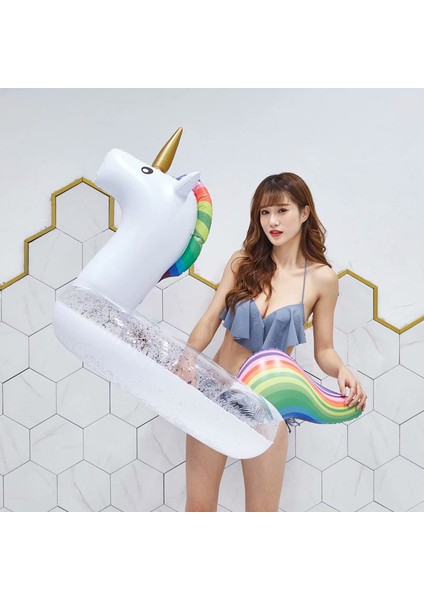 Pullu Unicorn Şişme Yüzme Halkası (Yurt Dışından)