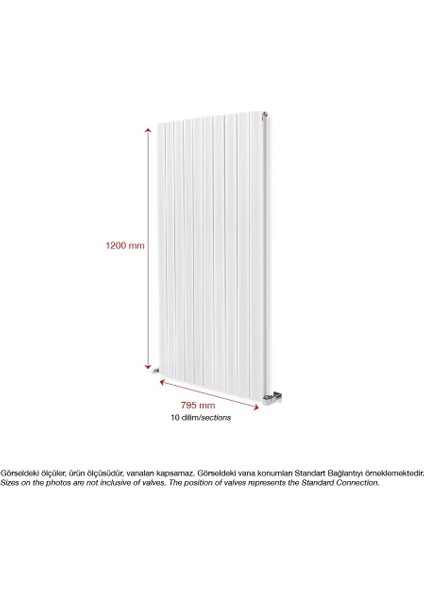 1200 x 795 MM Amber Dikey Beyaz Alüminyum Radyatör Standart Bağlantı fiyatları
