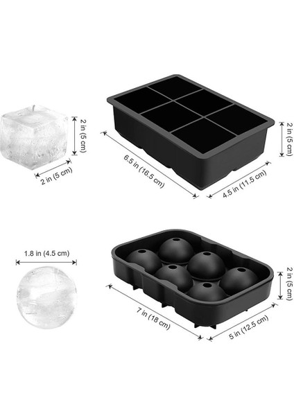 Buz Küpü Tepsi Silikon Viski Buz Top Kalıbı - Siyah (Yurt Dışından)